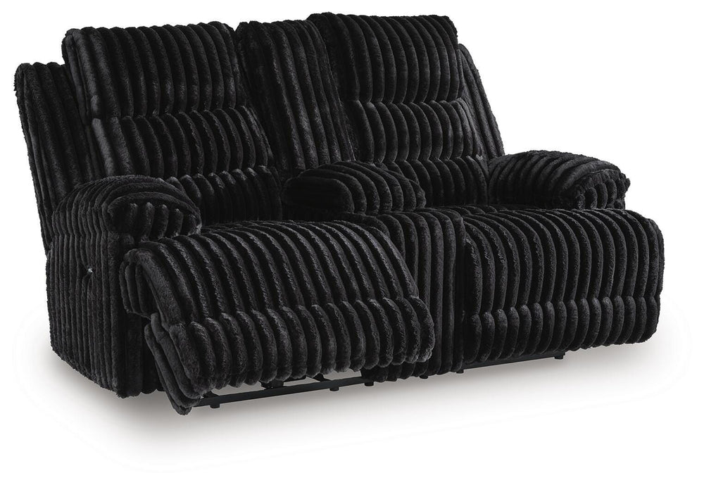 Rhine Falls Power Reclining Loveseat with Console - Black (1)