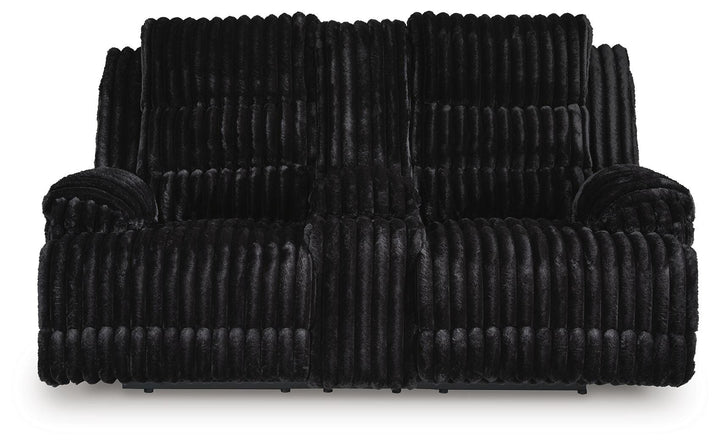 Rhine Falls Power Reclining Loveseat with Console - Black (3)