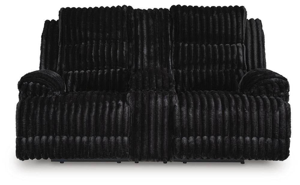 Rhine Falls Power Reclining Loveseat with Console - Black (3)
