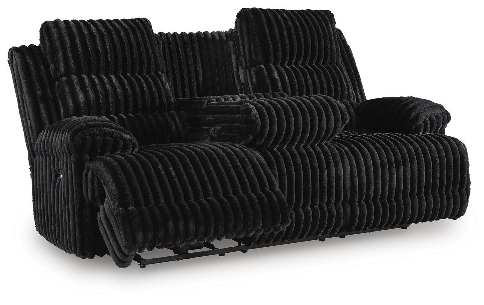 Rhine Falls Power Reclining Sofa with Drop Down Table - Black (1)
