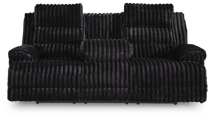 Rhine Falls Power Reclining Sofa with Drop Down Table - Black (4)