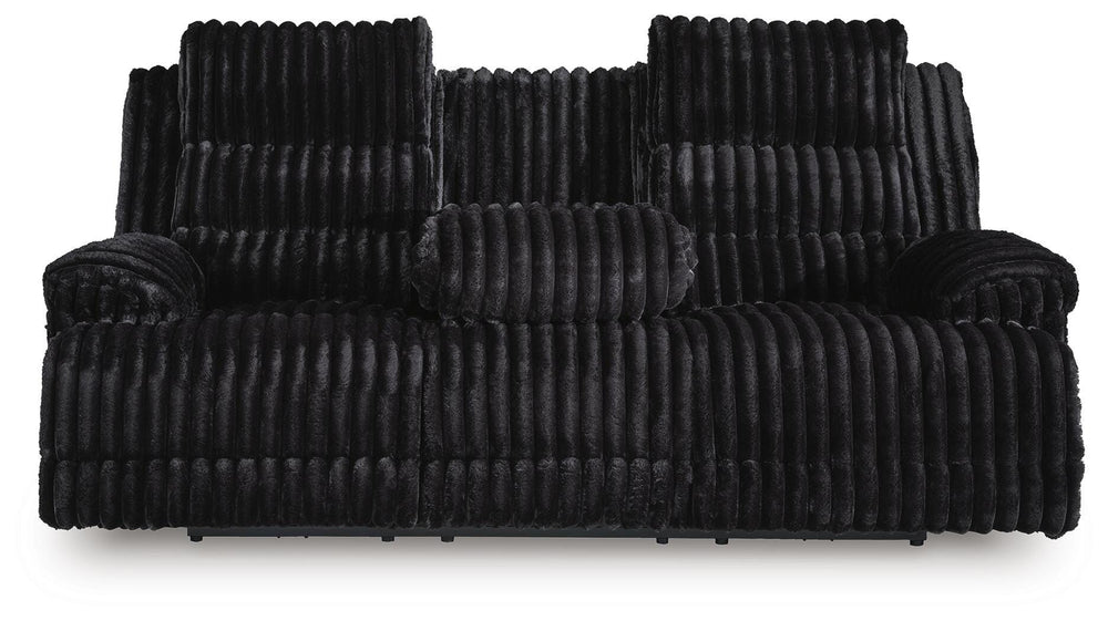 Rhine Falls Power Reclining Sofa with Drop Down Table - Black (4)