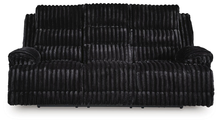Rhine Falls Power Reclining Sofa with Drop Down Table - Black (3)