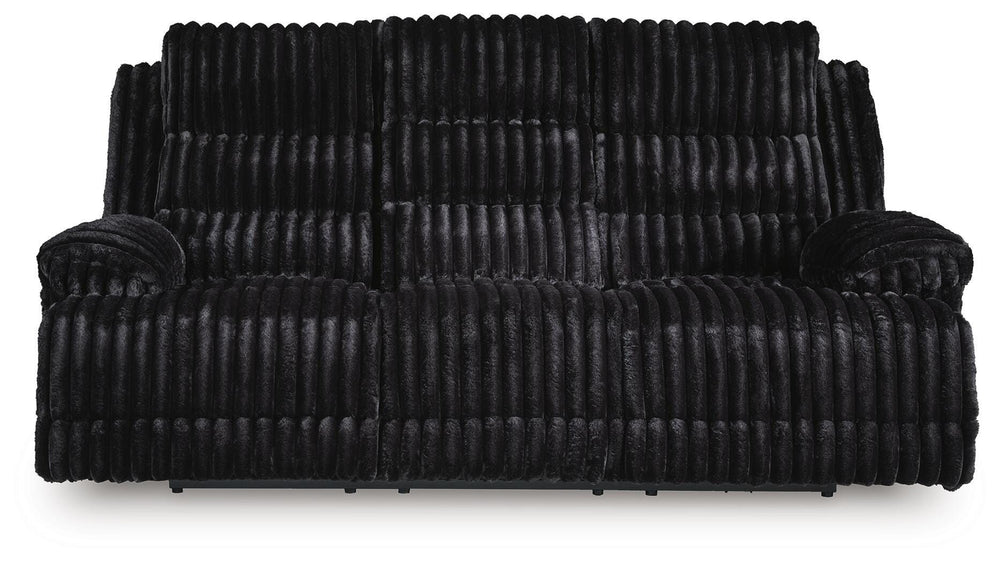 Rhine Falls Power Reclining Sofa with Drop Down Table - Black (3)