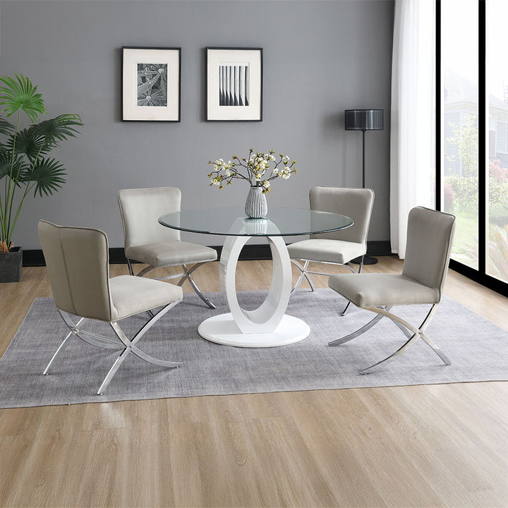 Daire - Side Chair Set of 2) - Light Gray Velvet & Chrome