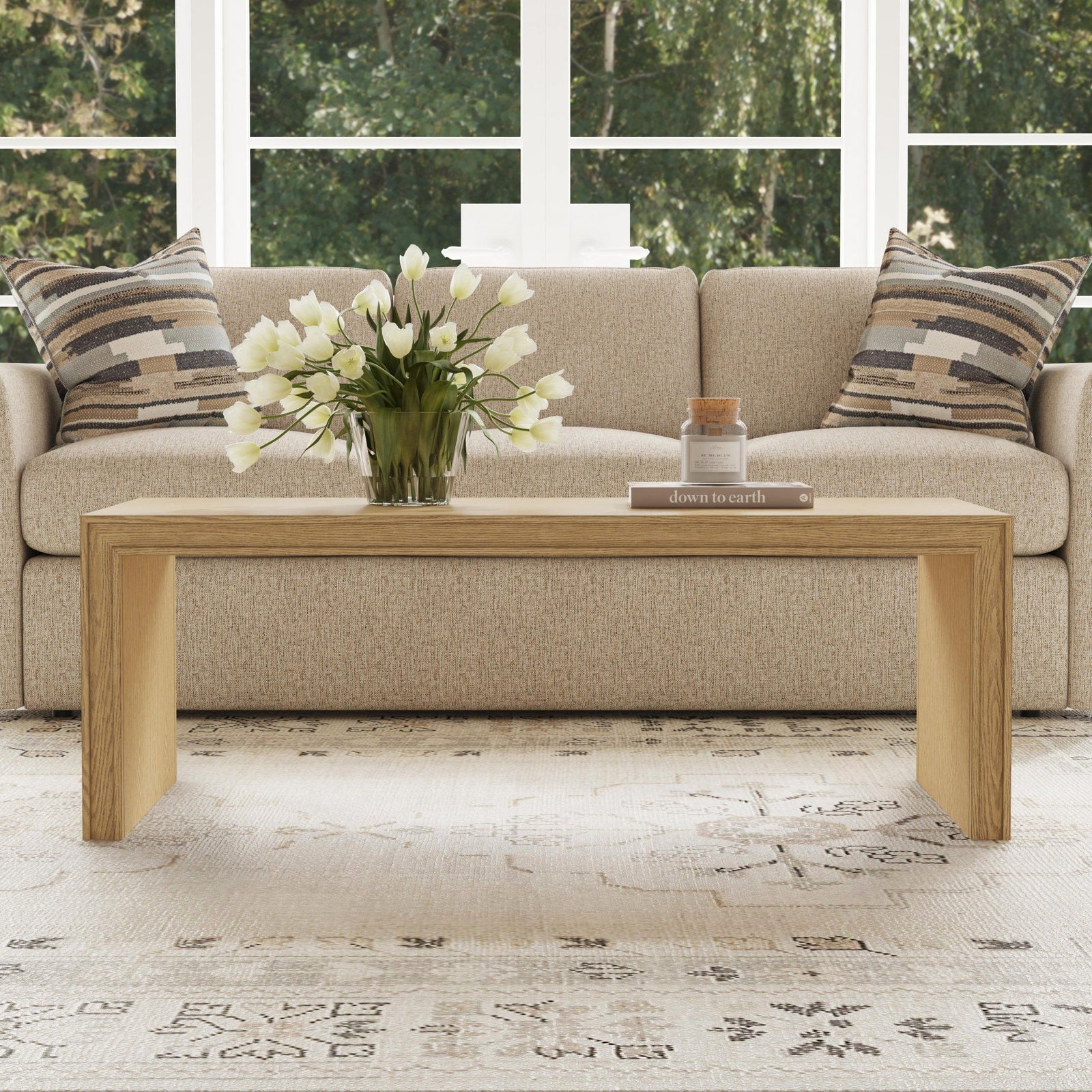 Waterfall  Rectangular Coffee Table  Light Brown