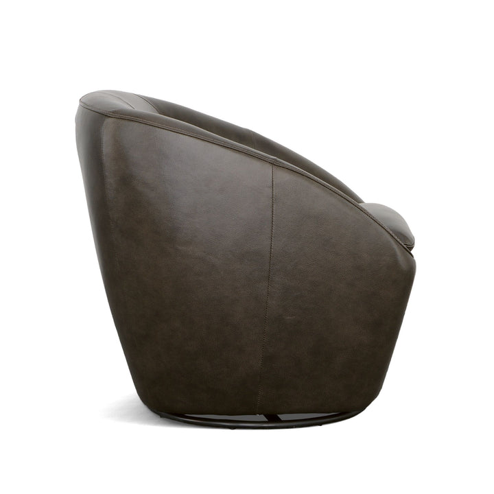 Wade Leather Swivel Chair in Carob
