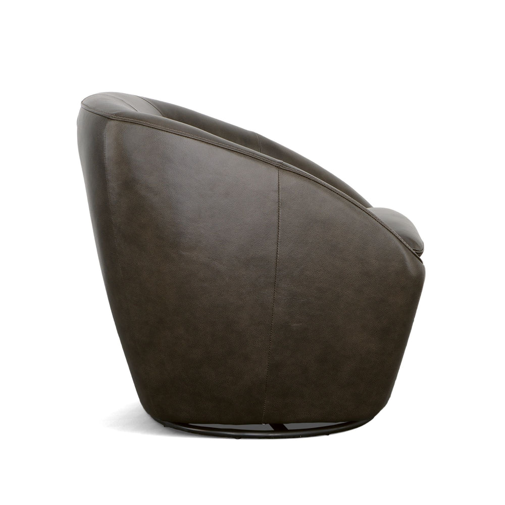 Wade Leather Swivel Chair in Carob