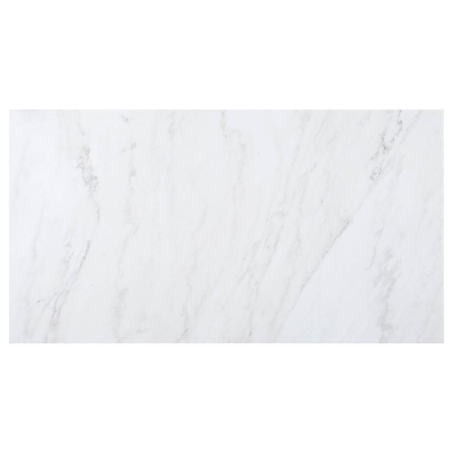 Sherry - 5 Piece Rectangular Marble Top Dining Table Set - Gray
