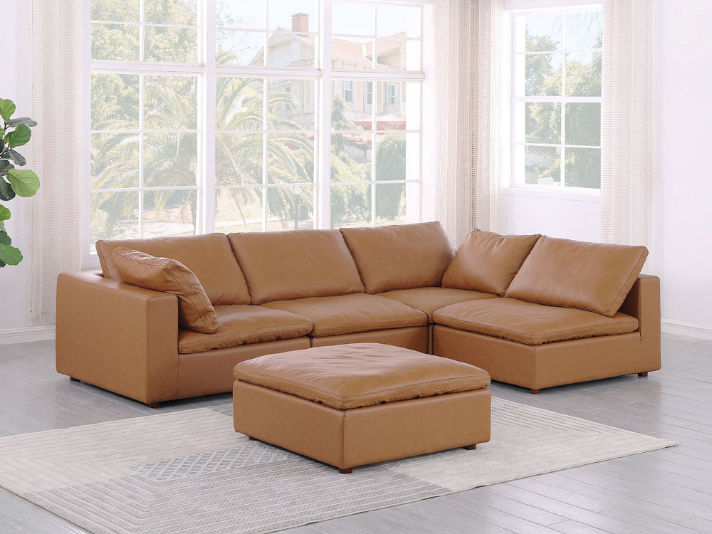 DivanItalia 1100 5-Piece Left Arm Facing 4-Seat Sectional – Top-Grain Italian Leather - Cognac