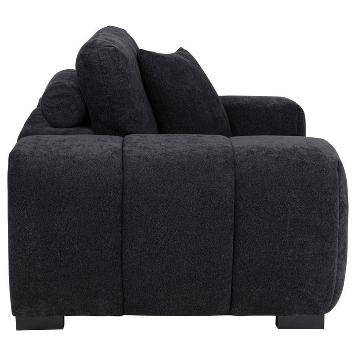 Octavia - Fabric Upholstered Track Arm Accent Chair - Black