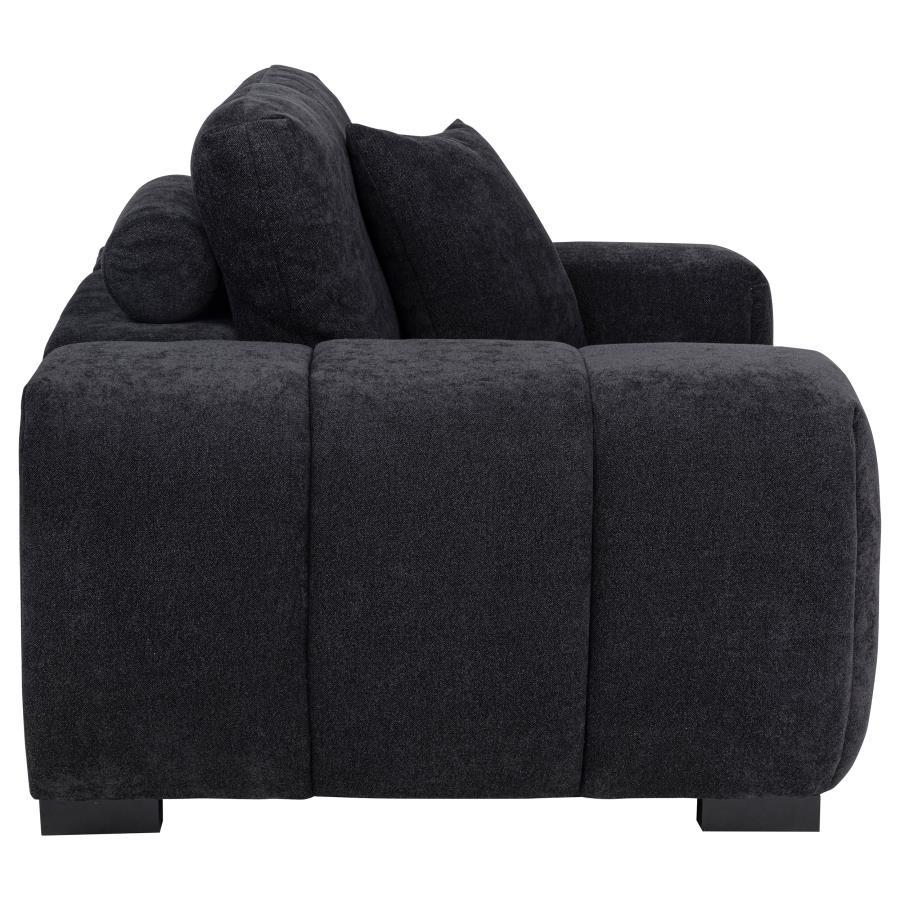 Octavia - Fabric Upholstered Track Arm Accent Chair - Black
