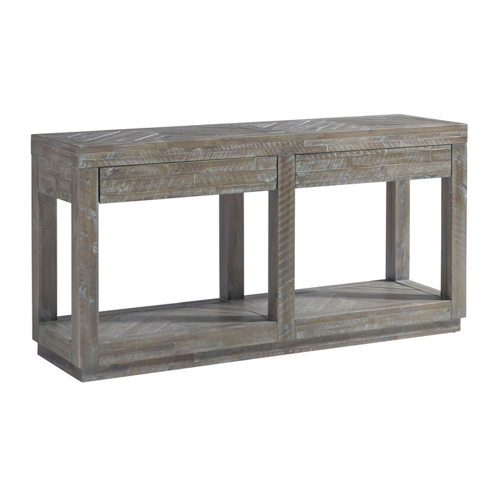 Modus Furniture 5Qs323 Herringbone Solid Wood Two Drawer Console In Rustic Latte