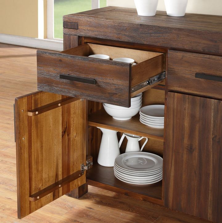 Modus Furniture 3F4173 Meadow Three Drawer Three Door Solid Wood Sideboard In Brick Brown