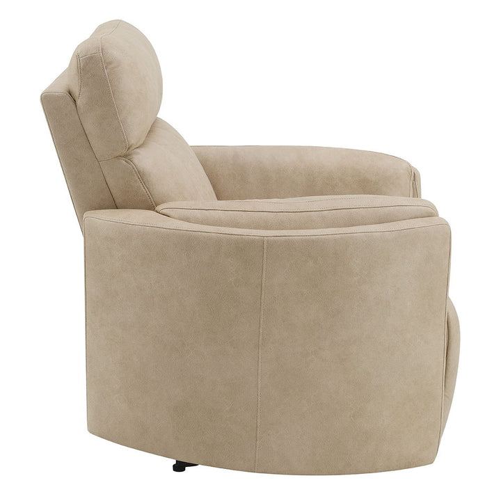 Elison - Motion Glider Recliner With Swivel - Dark Beige Polish Microfiber