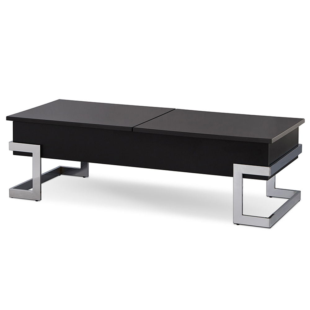 Calnan - Coffee Table With Lift Top - Black High Gloss & Chrome