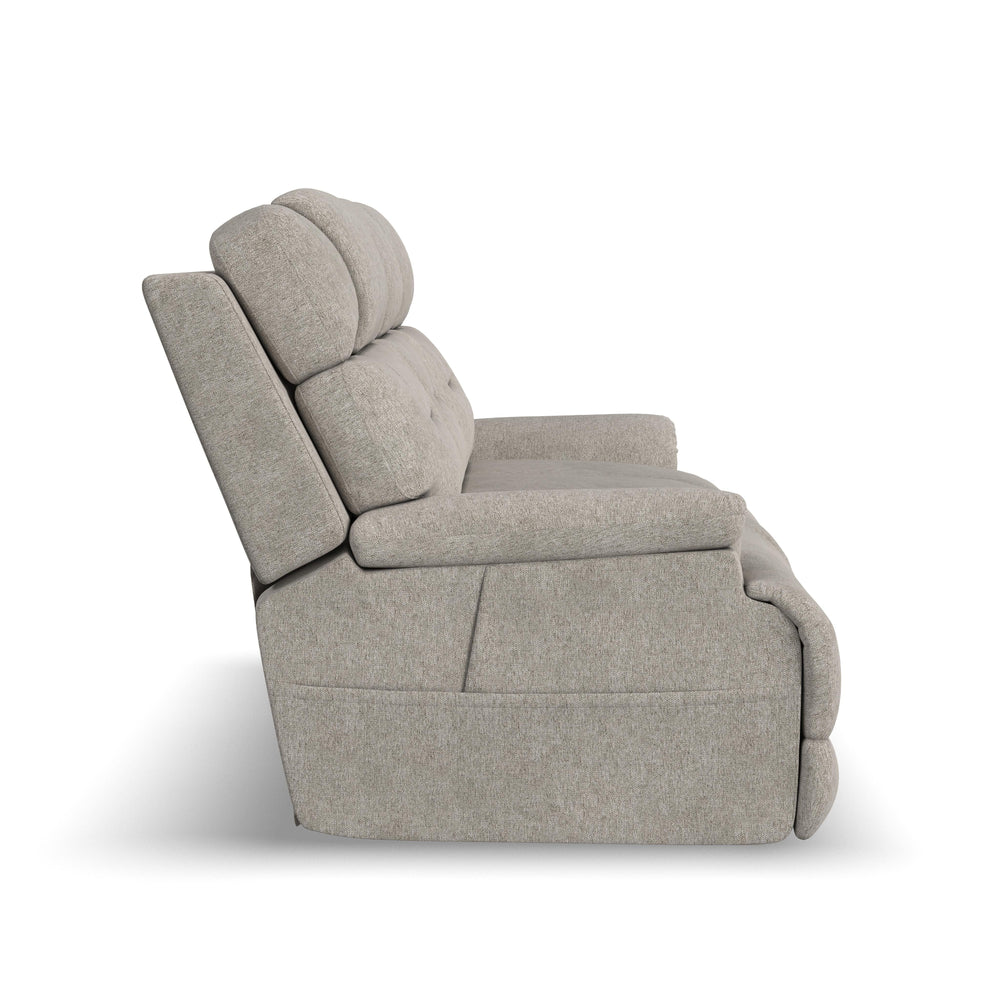 Zecliner Zofa Fabric Power Sleep Sofa with Power Headrests & Lumbar in Shell