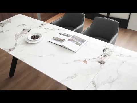 Damita - Ceramic Top Dining Table - White & Black