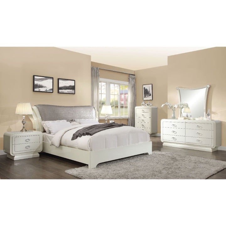 Bellagio - Queen Bed - PU & Ivory High Gloss