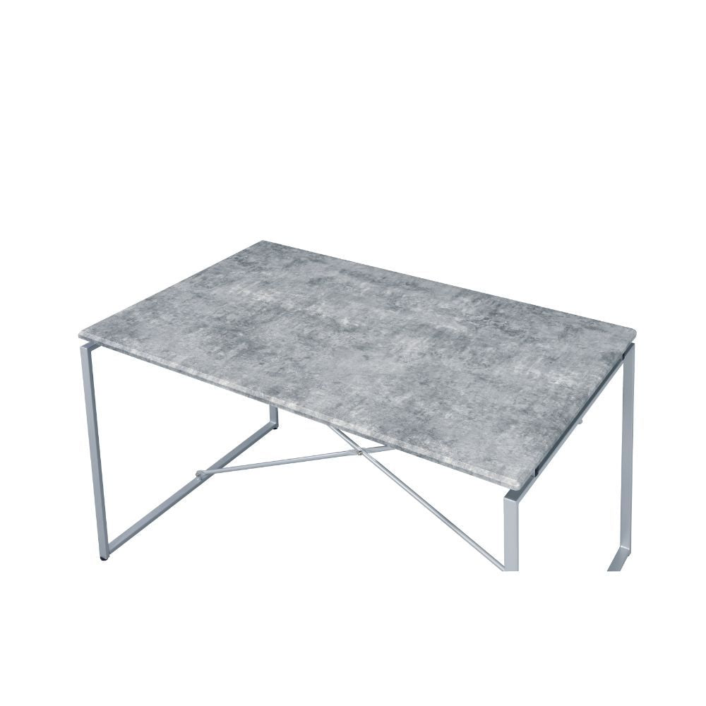 Jurgen - Dining Table - Faux Concrete & Silver