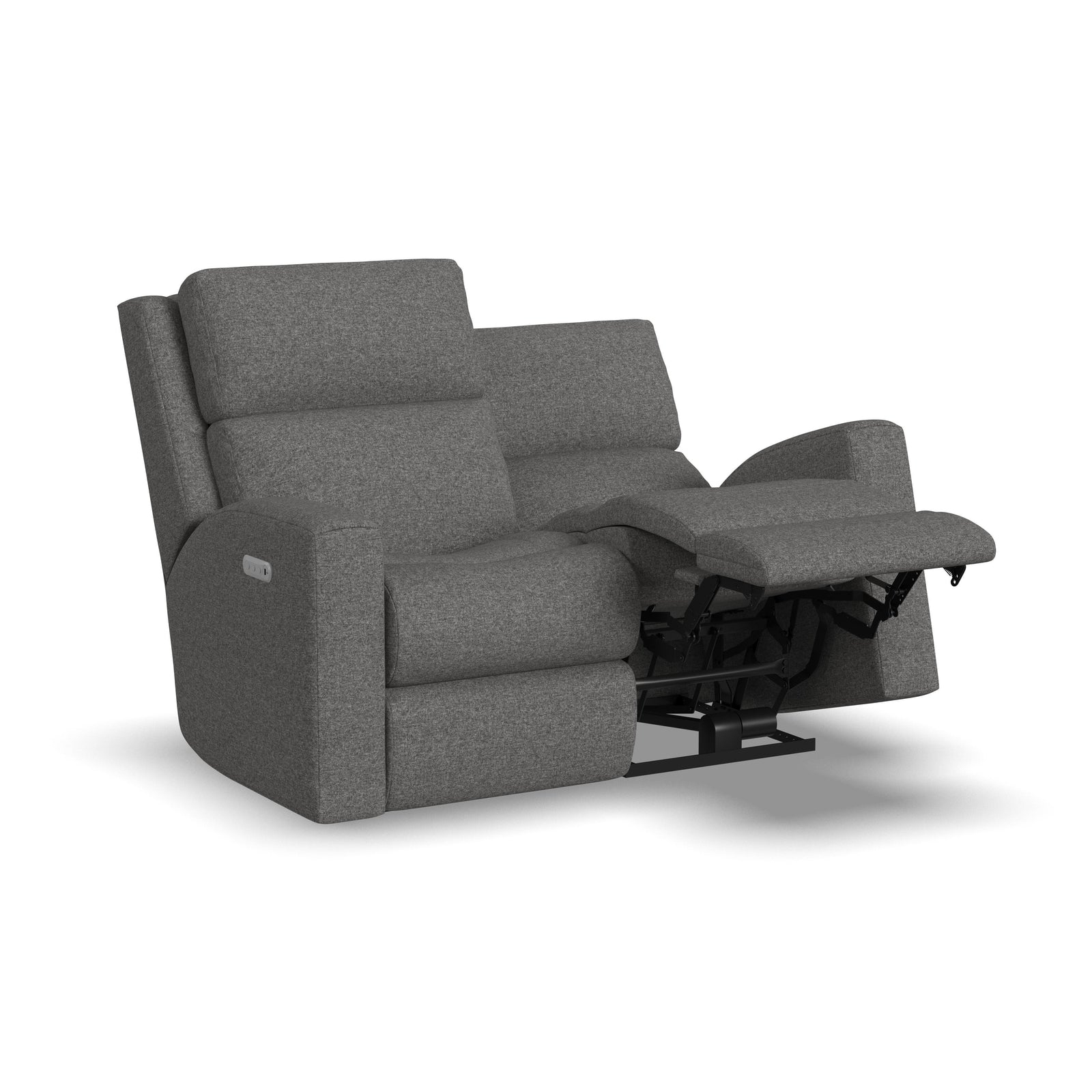 Score Power Reclining Loveseat With Power Headrests & Lumbar Dark Gray