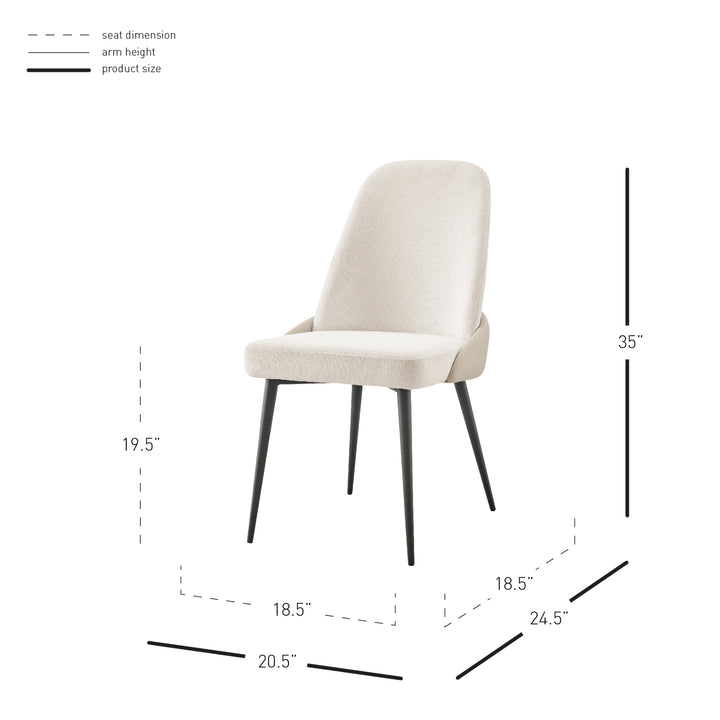 Elodie Linen/Faux Leather Dining Side Chair - Brompton Ivory/Venice Cream - view 2