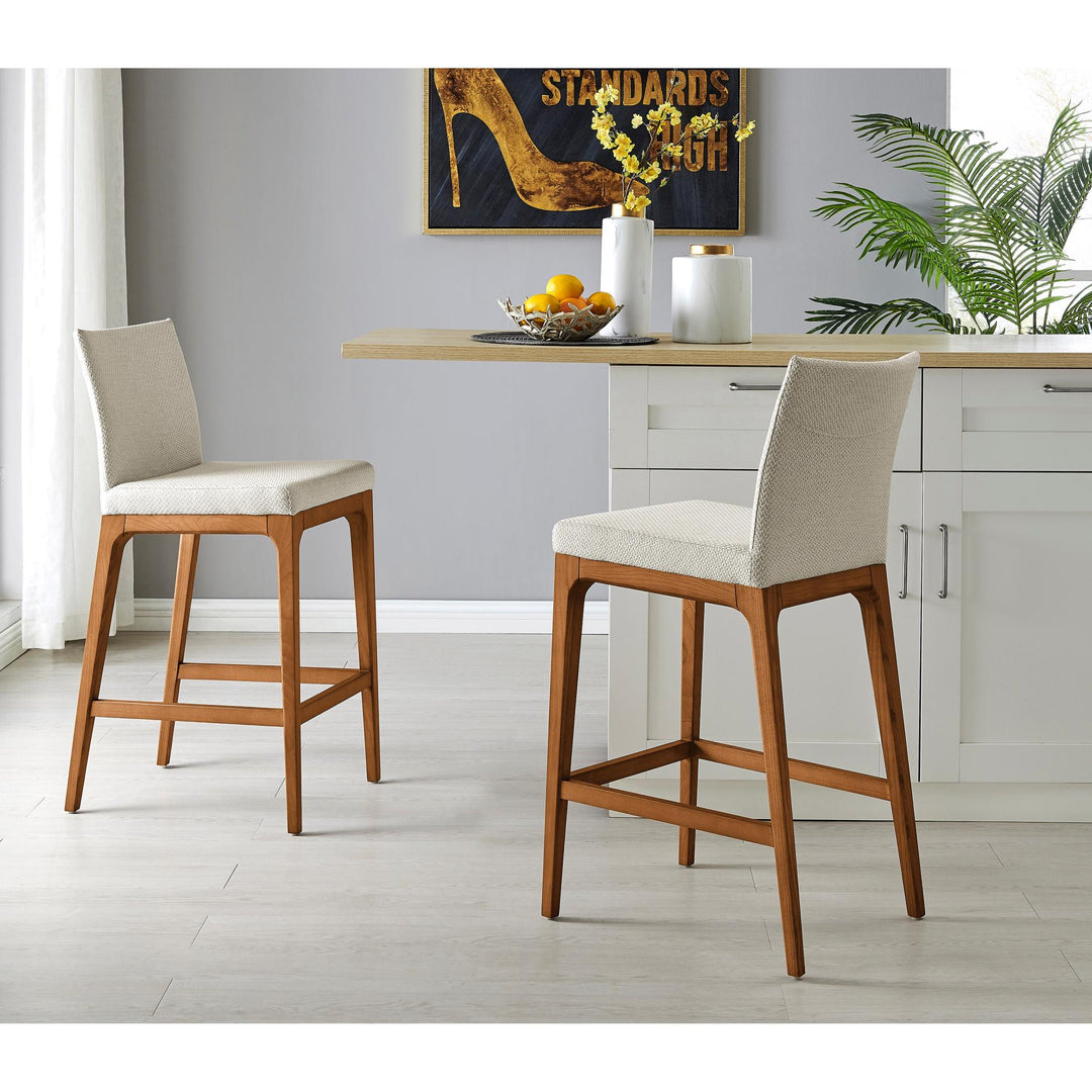 Devon Fabric Counter Stool Walnut Legs - Cardiff Cream - view 2
