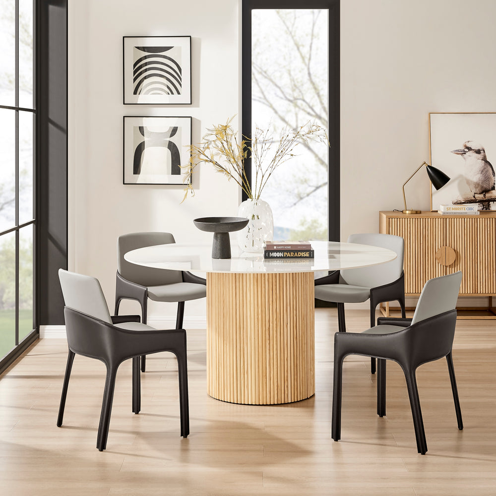 Stella Faux Leather Dining Side Chair - Taupe/Dark Brown - view 2