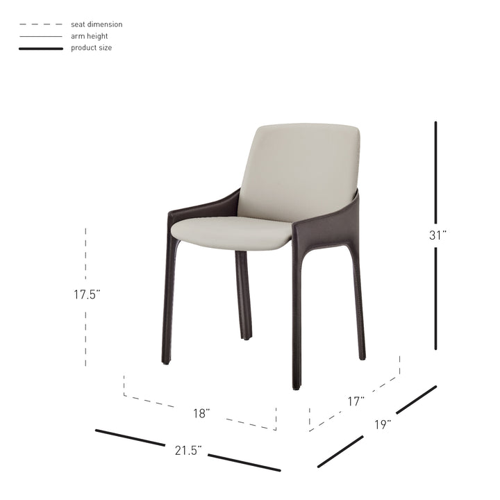 Stella Faux Leather Dining Side Chair - Taupe/Dark Brown