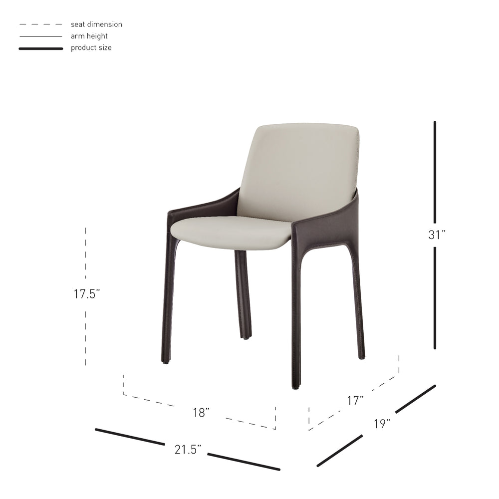 Stella Faux Leather Dining Side Chair - Taupe/Dark Brown