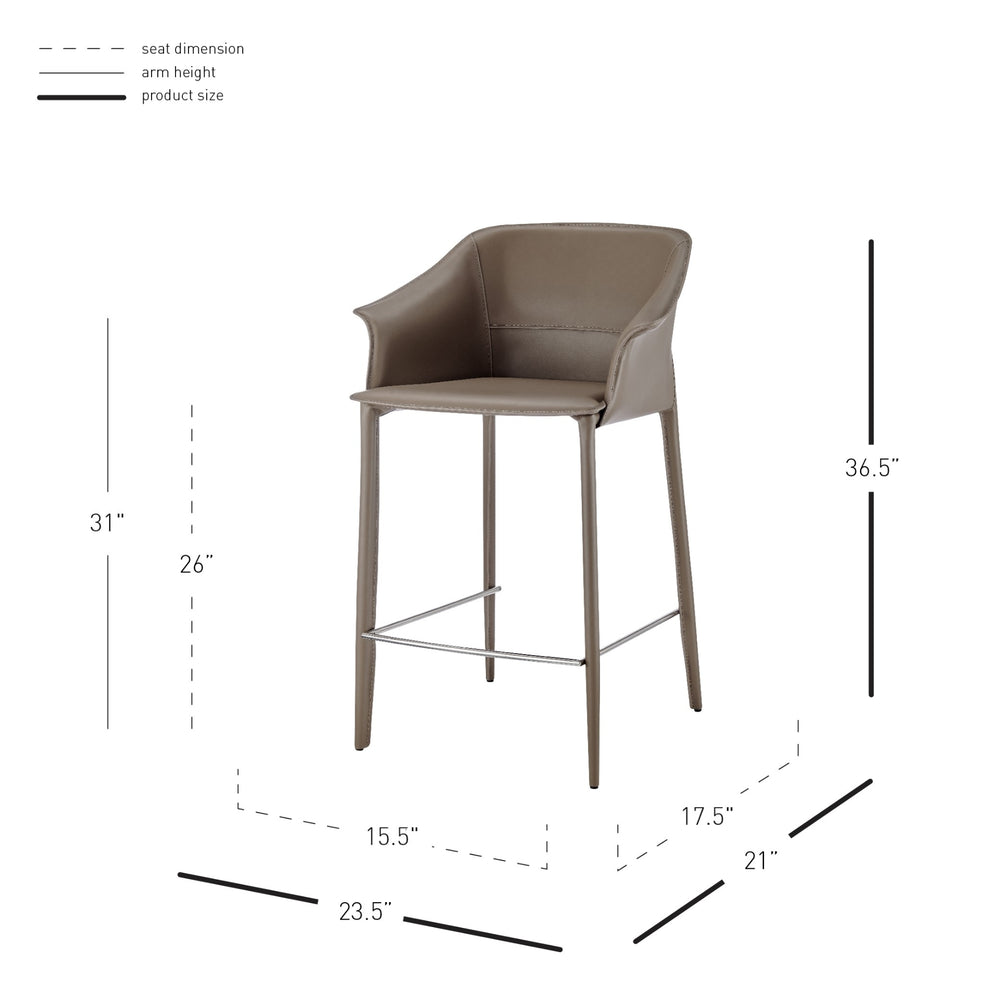 Callie Recycled Leather Counter Stool - Light Mocha