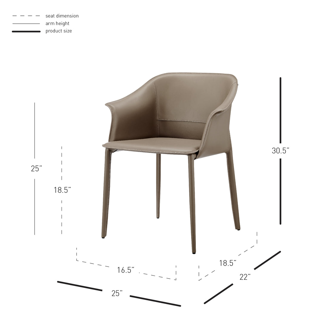 Callie Recycled Leather Dining Arm Chair - Light Mocha