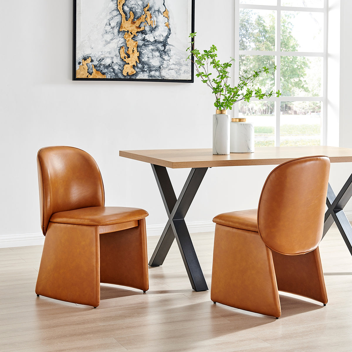 Shelby Faux Leather Dining Side Chair - Moza Caramel - view 2