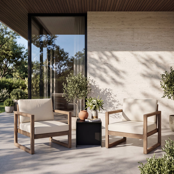Acacia Outdoor Club Chair – Brown Wash/Beige (Set of 2)