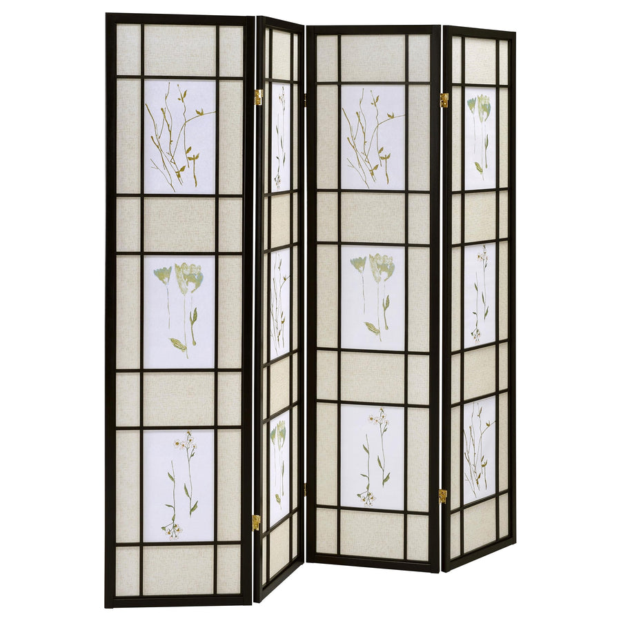Coaster Furniture 4407 Catabella 4-Panel Room Divider Folding Shoji Screen Floral