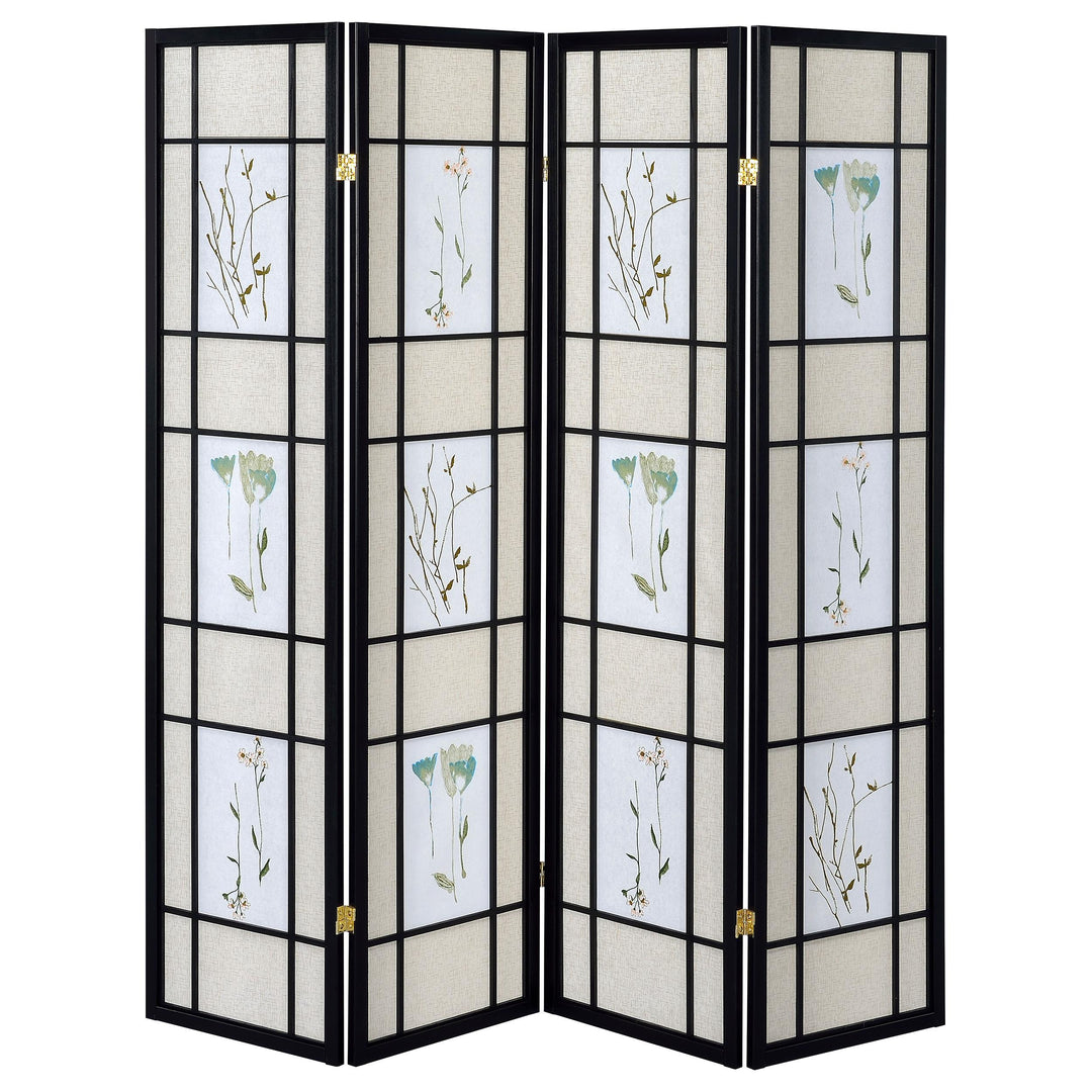 Coaster Furniture 4407 Catabella 4-Panel Room Divider Folding Shoji Screen Floral