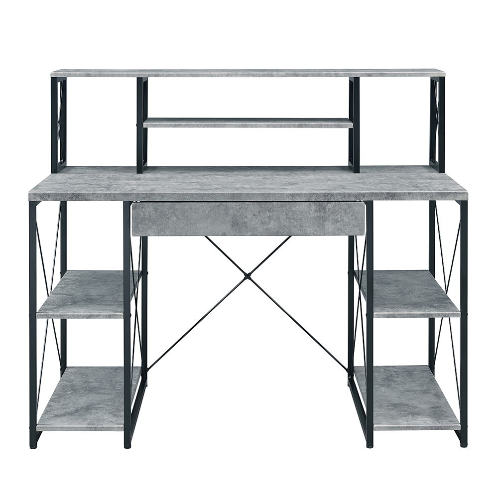 Amiel - Writing Desk - Faux Concrete & Black