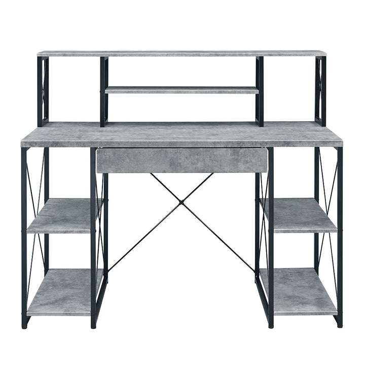 Amiel - Writing Desk - Faux Concrete & Black