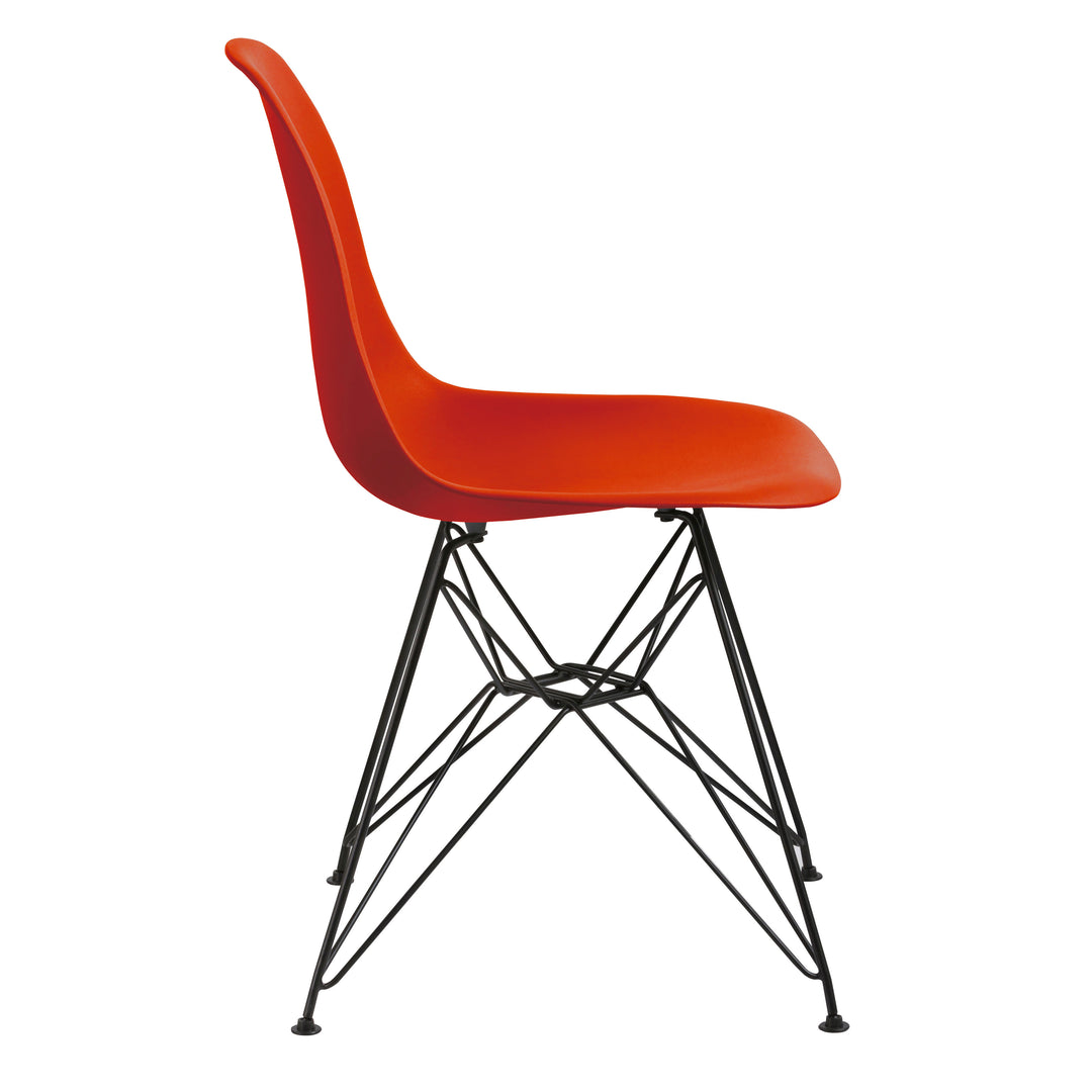 Modus Furniture 9L9766R Rostock Molded Plastic Wire Base Dining Chair In Firecracker