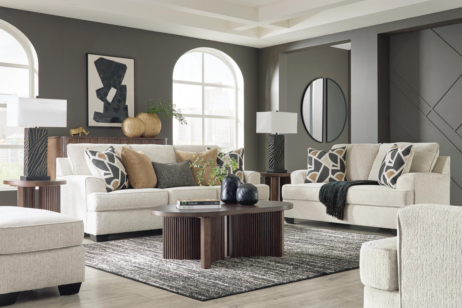 Heartcort Sofa, Loveseat, Oversized Chair and Ottoman - Quartz (1)