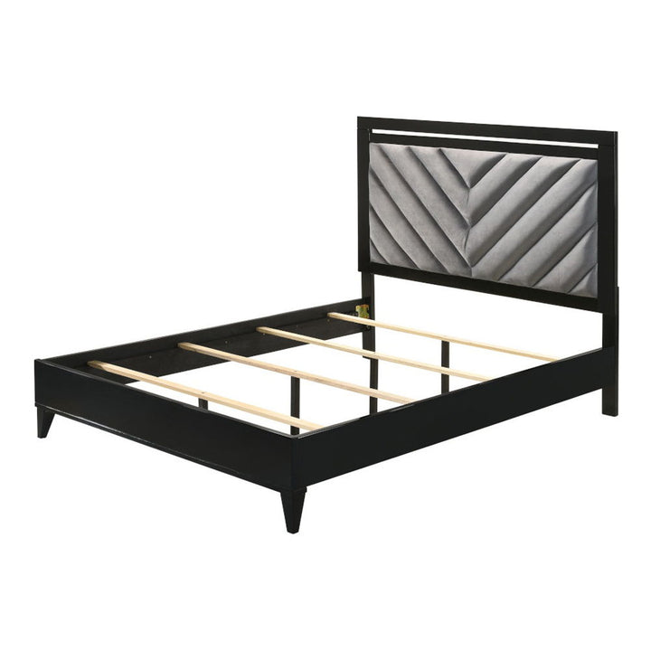 Chelsie - Eastern King Bed - Gray Fabric & Black
