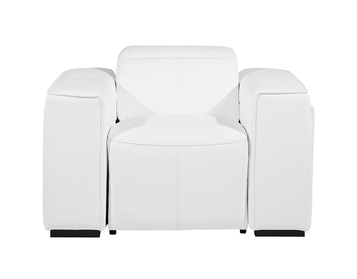DivanItalia 1224 Top Grain Italian Leather Power Reclining Chair with Power Headrests - White