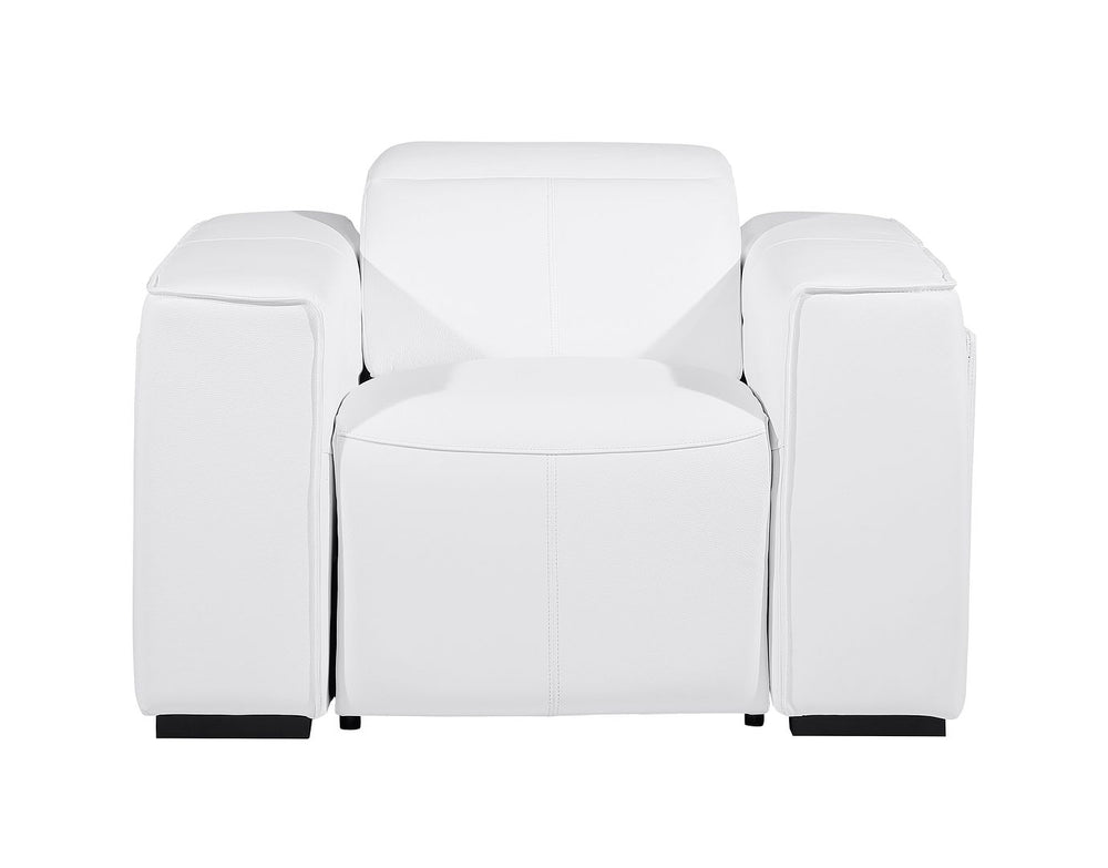DivanItalia 1224 Top Grain Italian Leather Power Reclining Chair with Power Headrests - White
