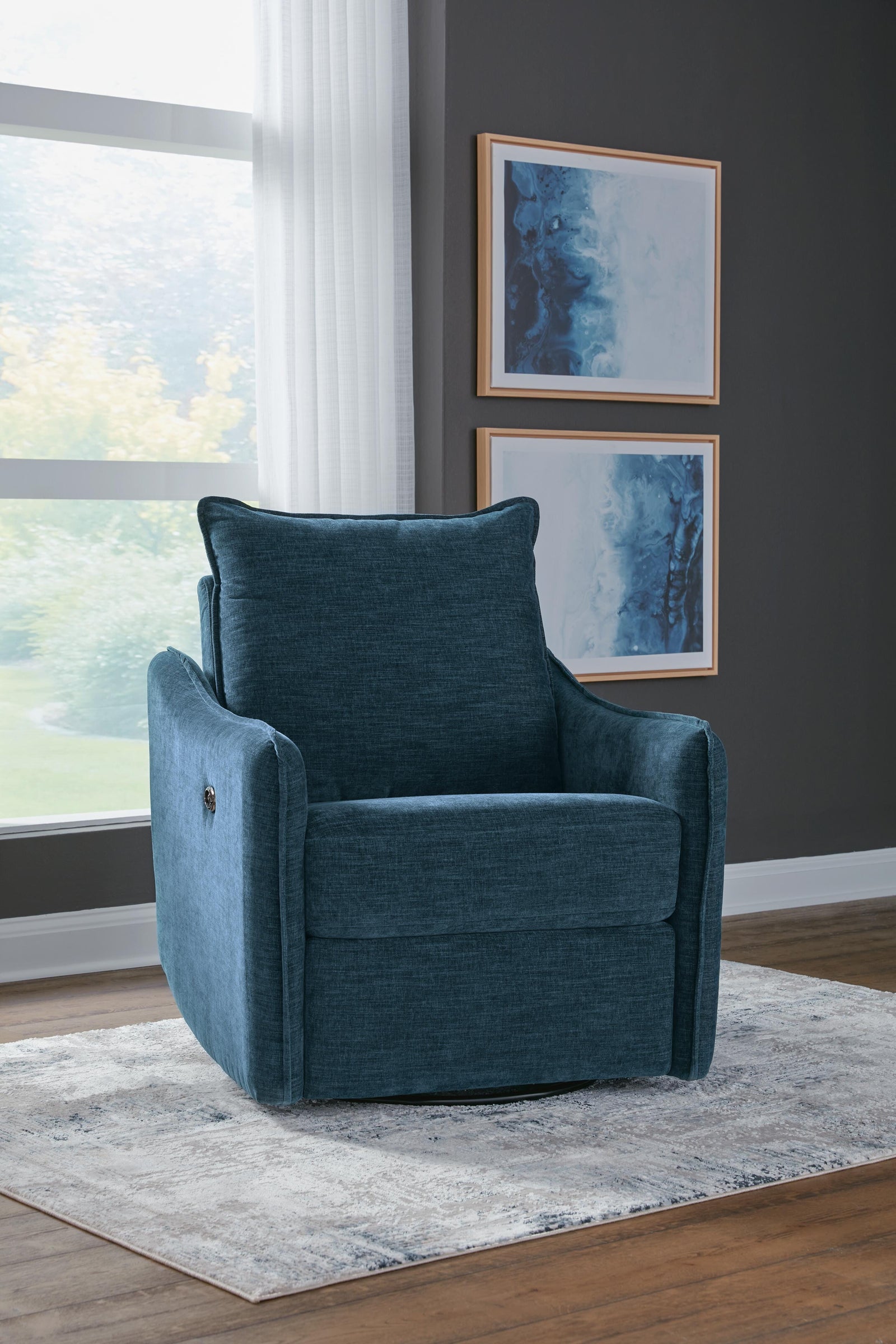 McBurg Swivel Power Recliner - Blue (2)