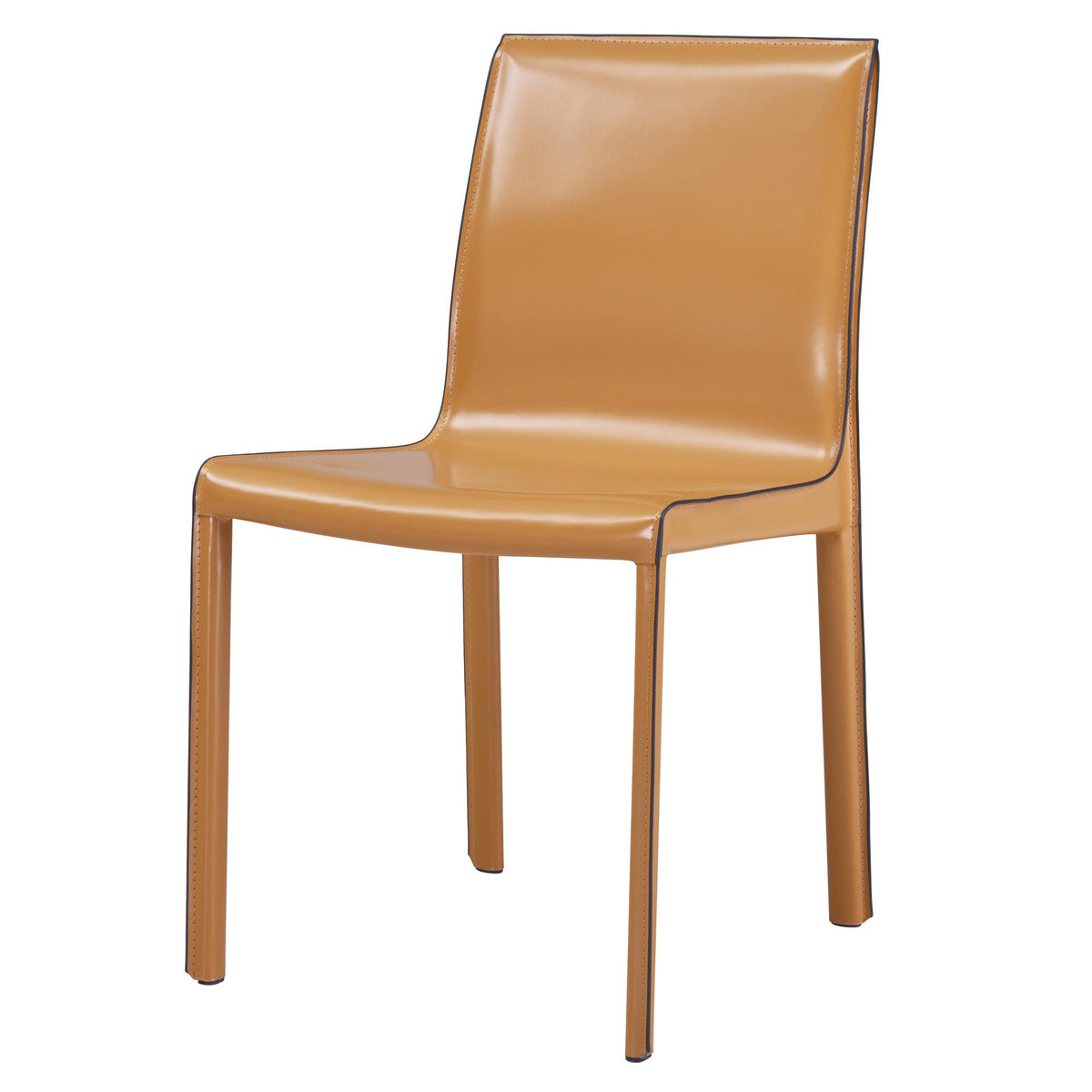 Gervin Recycled Leather Dining Side Chair - Chestnut