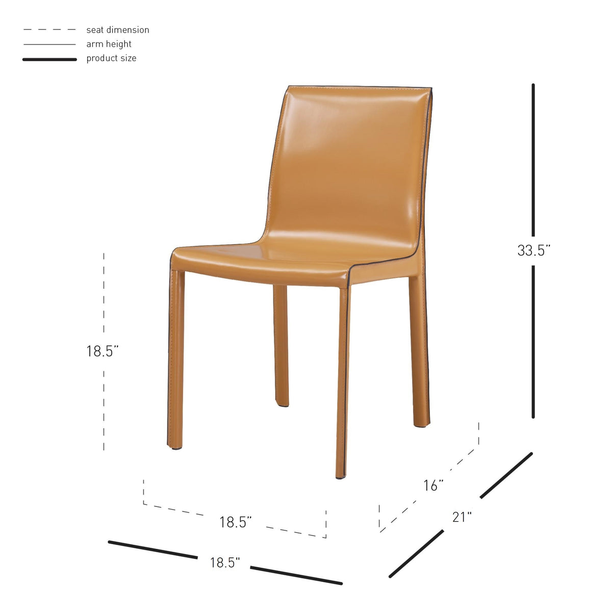 Gervin Recycled Leather Dining Side Chair - Chestnut - view 2