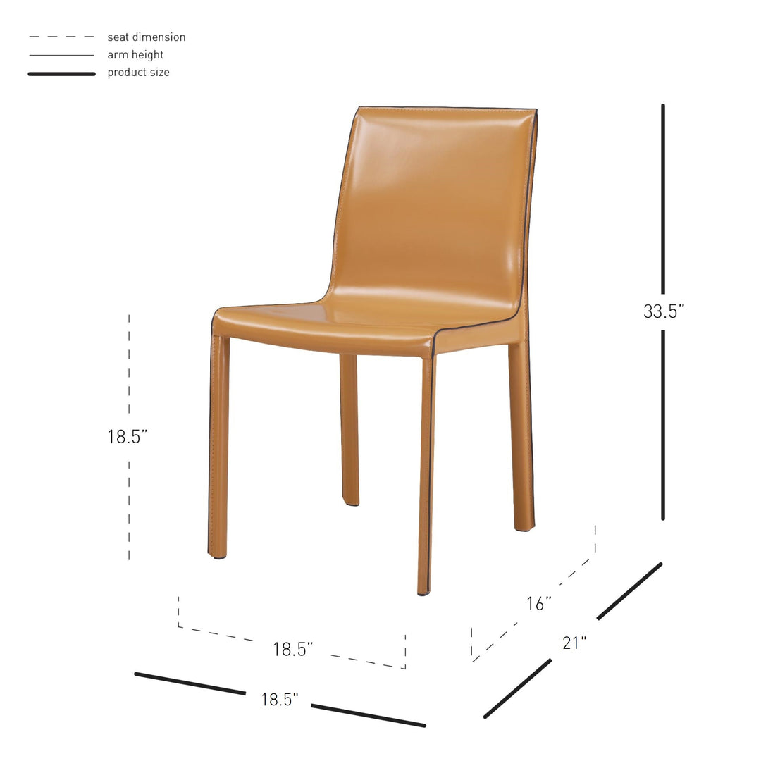 Gervin Recycled Leather Dining Side Chair - Chestnut - view 2