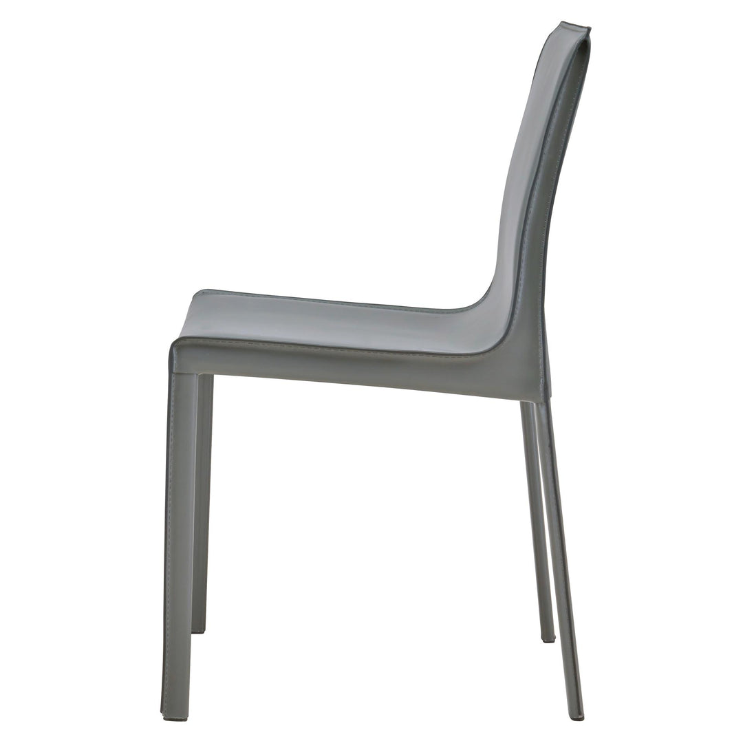 Gervin Recycled Leather Dining Side Chair - Anthracite - view 4