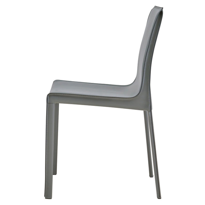 Gervin Recycled Leather Dining Side Chair - Anthracite - view 4