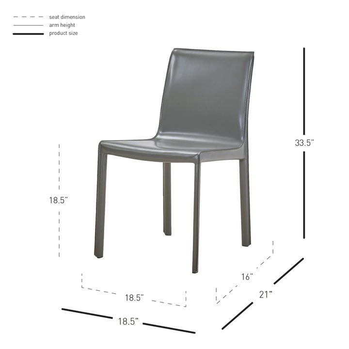 Gervin Recycled Leather Dining Side Chair - Anthracite - view 2